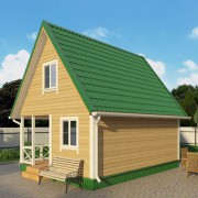 Каркасный дом №3 с мансардой (5 х 6м с крыльцом 2,5 х 2м)