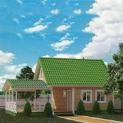 Каркасная баня №38 с мансардой (4 х 6м с верандой 5 х 6)